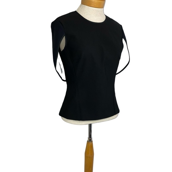 YIGAL AZROUEL Sz 6 Short Sleeve Cape Top Black and White - Picture 4 of 12